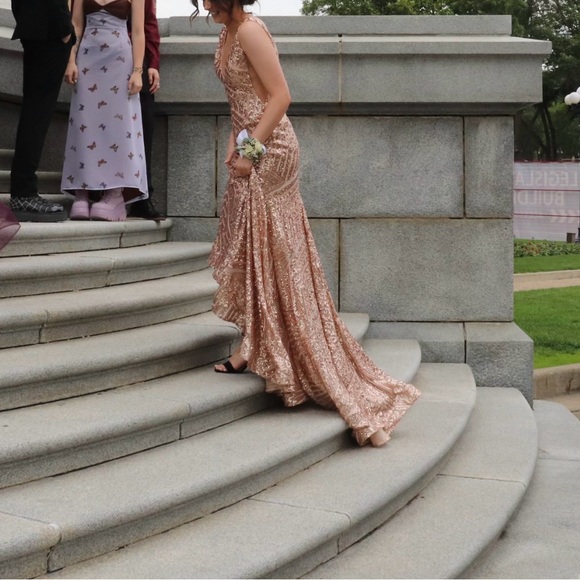 Jovani Rose Gold Sequin Gown - Picture 4 of 4